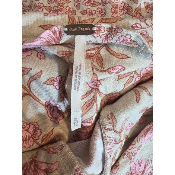 Free People Pink Floral Print Maxi Dress Back Cutout Long Sleeve Boho XL - Picture 11 of 12